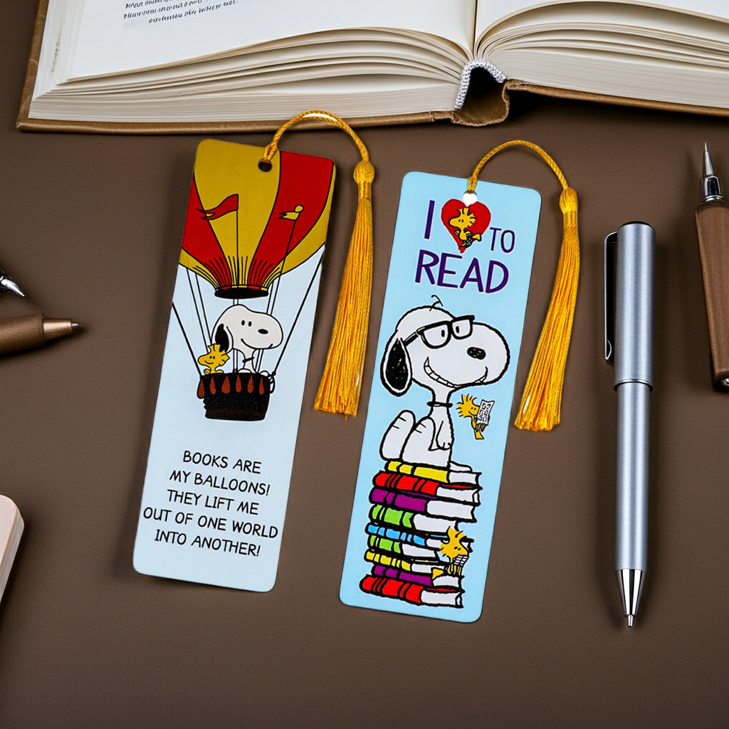 Cartoon Dog Metal Bookmark with Tassel – Cute Peanut Character Reading Tag