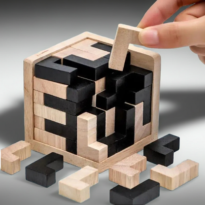 3D Luban Wooden Cube Puzzle – Brain Teaser for Children & Adults