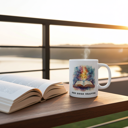 Left Handed Book Lover Mug — 'One More Chapter' Ceramic Coffee Cup 11 oz