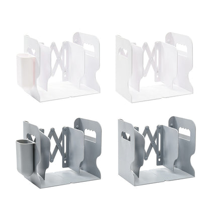 Retractable Bookends with Pen Holder Adjustable Heavy Duty Desk Organizer