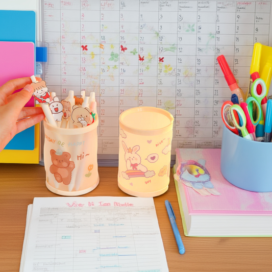 Cartoon Bear Plastic Holder Cute Desk Organizer for Home and Office