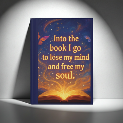 "Into the book I go to lose my mind and free my soul" Magical Hardcover Journal