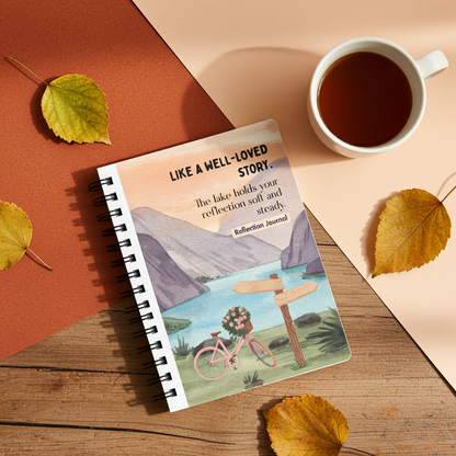 Reflection Journal — Spiral Bound Travel-Inspired Notebook with "Like a Well-Loved Story" Quote